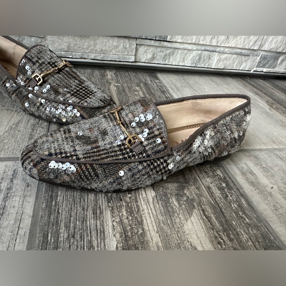 Sam Edelman  Loraine Sequin Plaid  Preppy Academia Loafers wi Gold Accent, Sz 9M - Picture 4 of 14